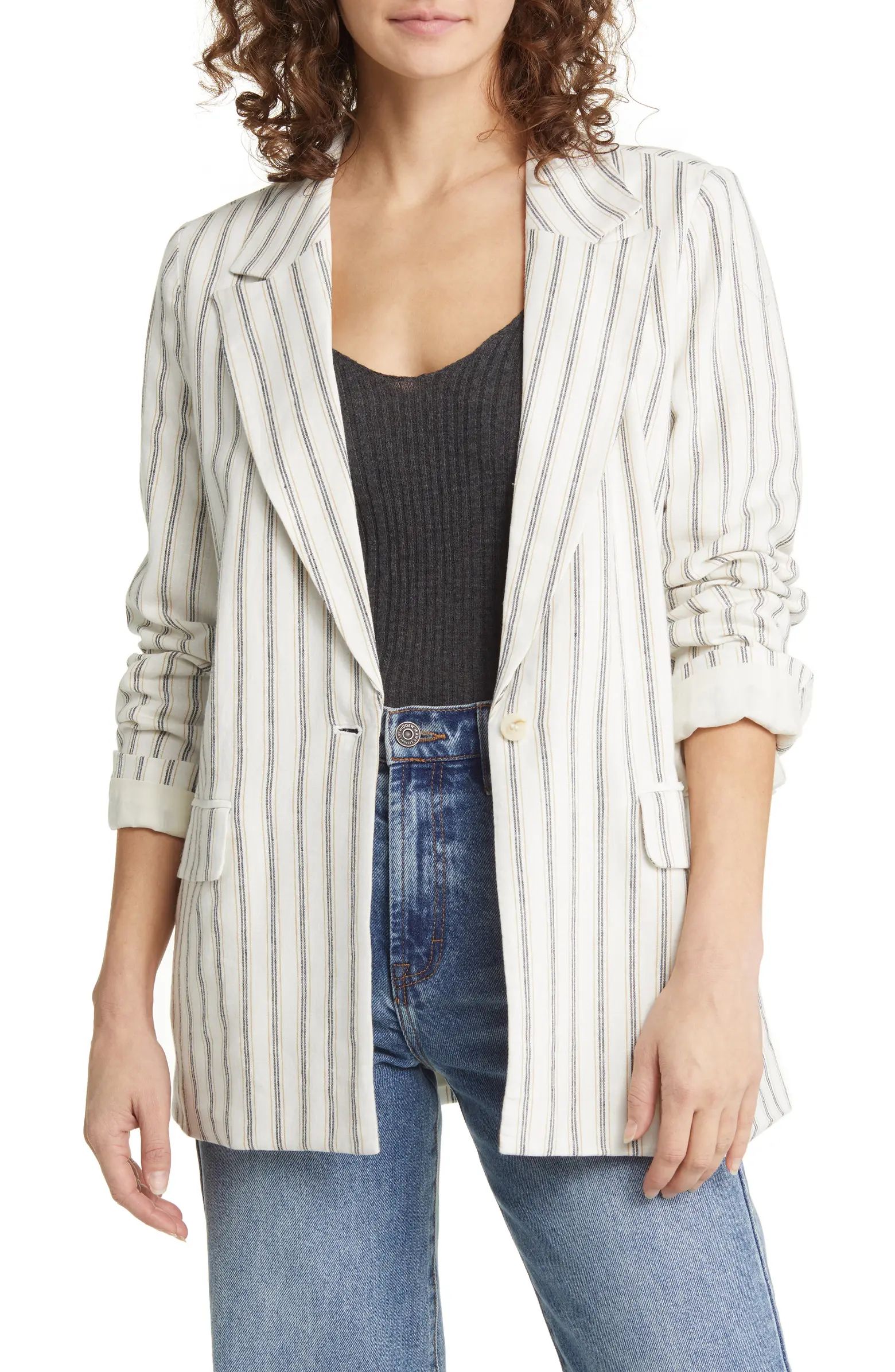 Women's Stripe Linen Blend Blazer | Nordstrom