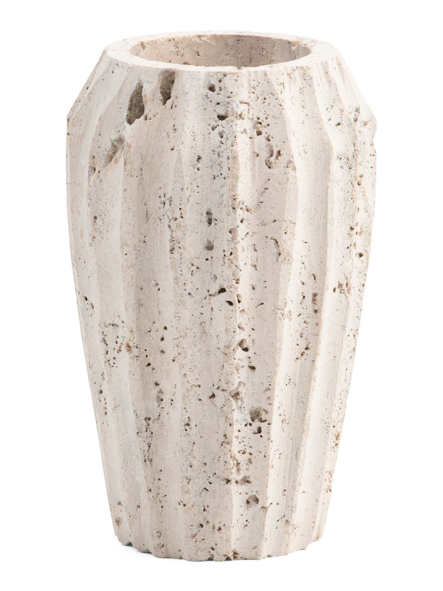 8in Fluted Travertine Stone Vase | Mother's Day Gifts | Marshalls | Marshalls