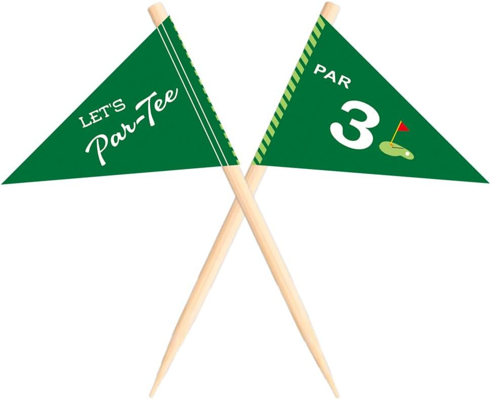Golf Themed Toothpick Flags, 20 PCS Par 3 Let's Par-Tee Birthday Cocktail Picks Mini Stick Cupcak... | Amazon (US)