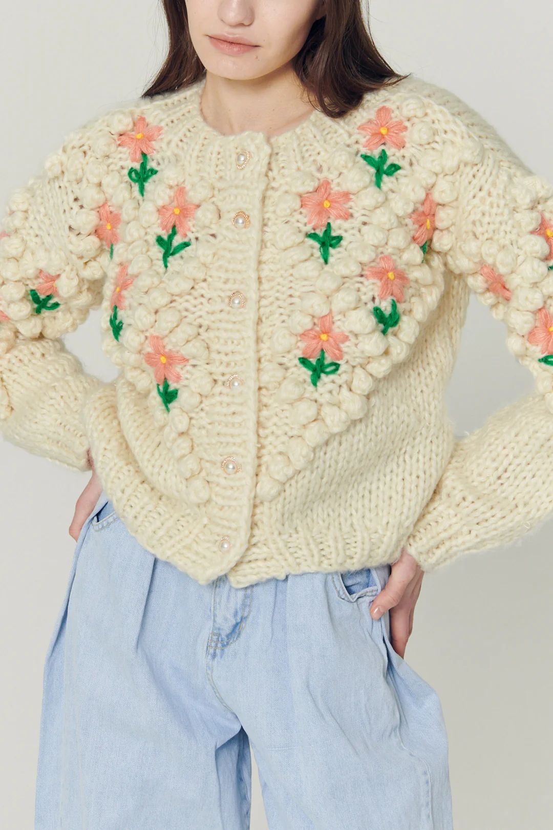 Lily Floral Embroidered Knit Cardigan | Storets (Global)
