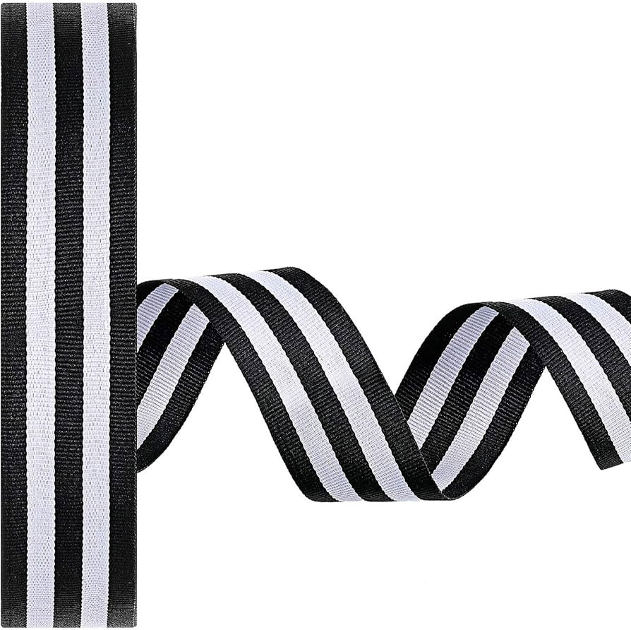 50 Yards Christmas Striped Ribbon Grosgrain Fabric Ribbon Red White and Black Candy Cane Craft Wr... | Amazon (US)