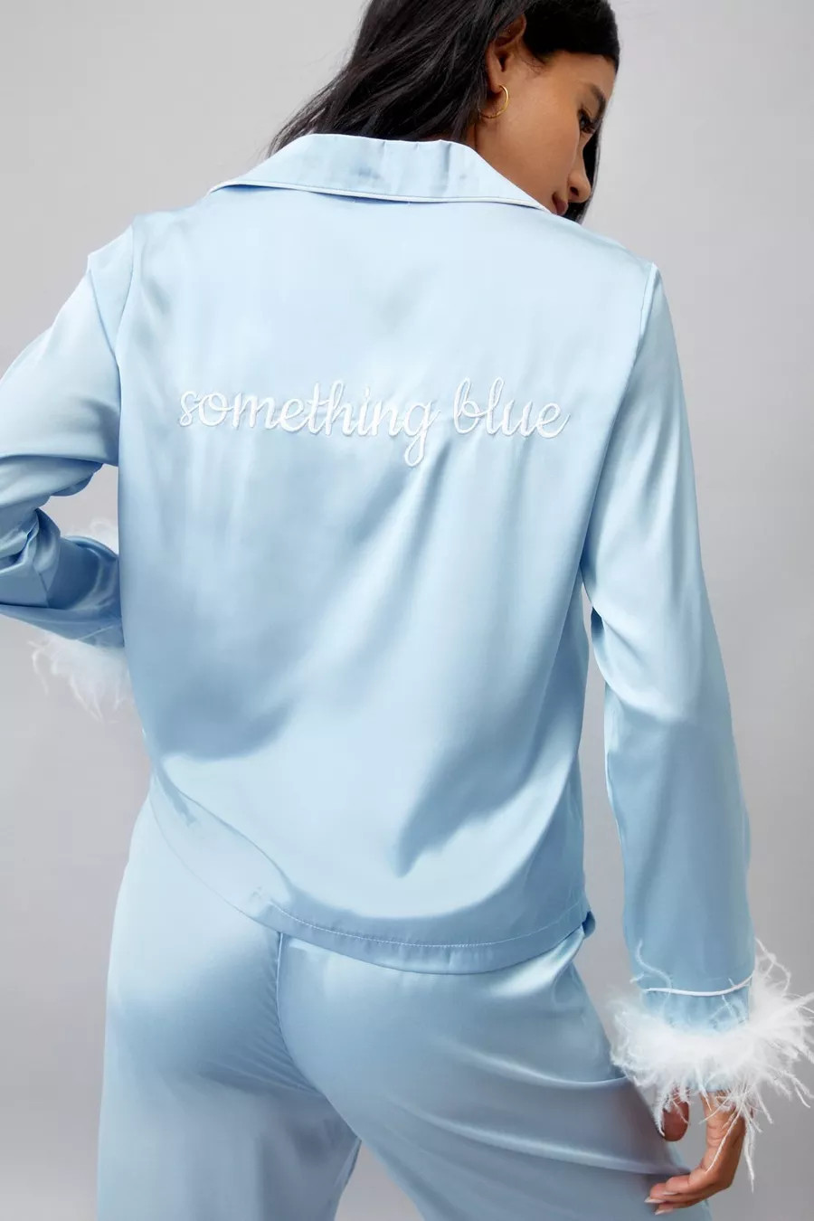 Something Blue Embroidered Feather Pajama Pants Set | Nasty Gal US
