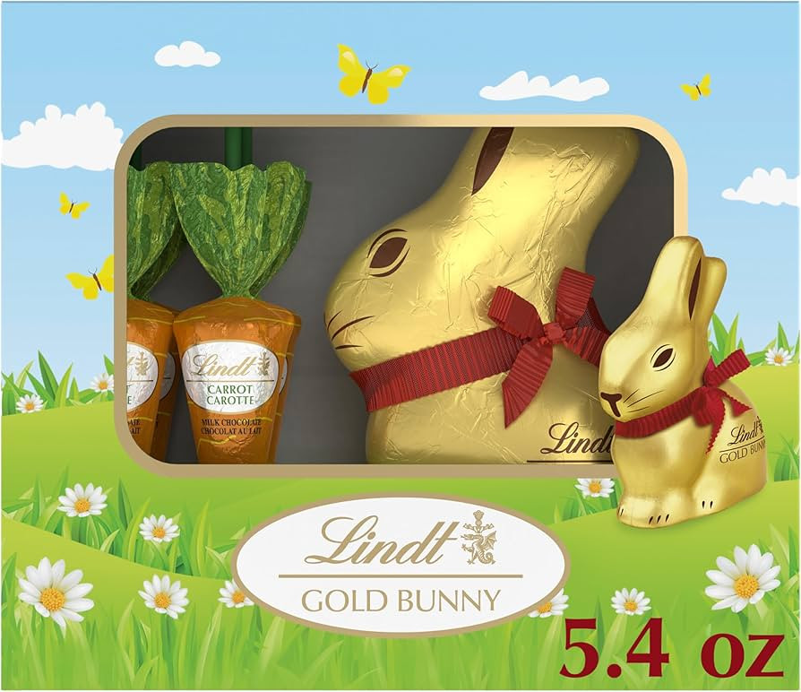 Lindt GOLD BUNNY Milk Chocolate & Milk Chocolate Candy with Hazelnut Carrot Sticks, 5.4 oz. | Amazon (US)