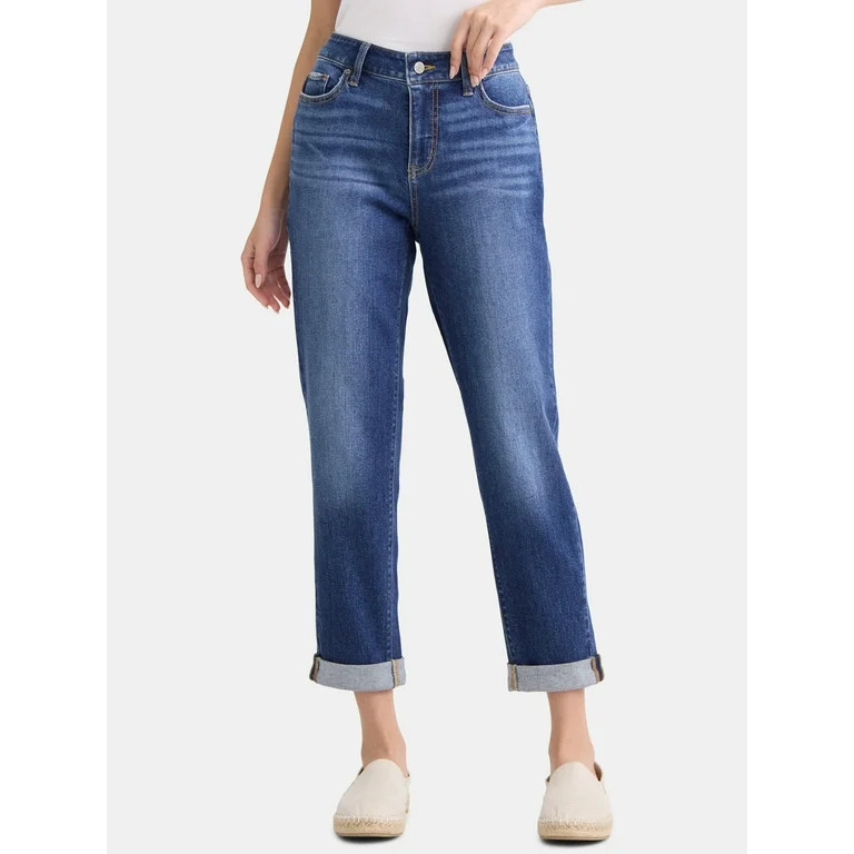 Time and Tru Women's Mid-Rise Boyfriend Jeans, 26" Inseam, Sizes 0-22 | Walmart (US)