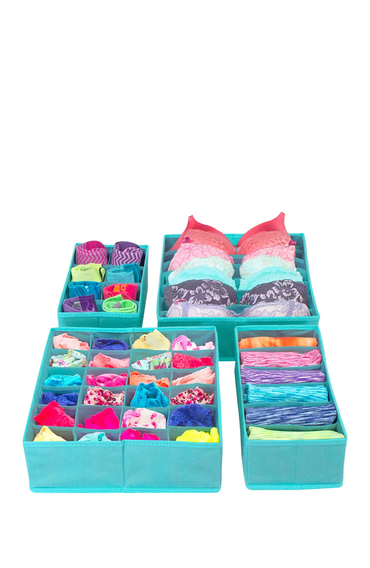 Foldable Drawer Dividers, Storage Boxes - Set of 4 - Aqua | Nordstrom Rack