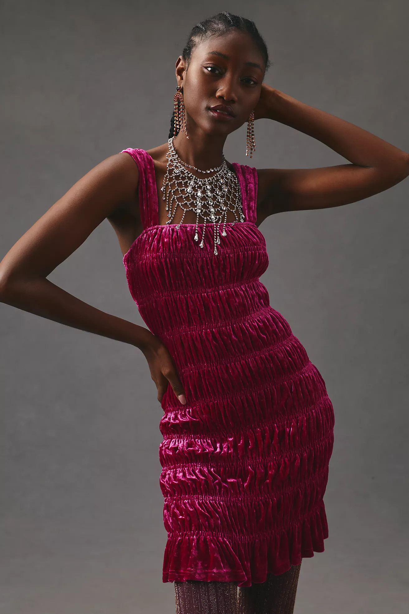 En Saison Ruched Velvet Dress | Anthropologie (US)