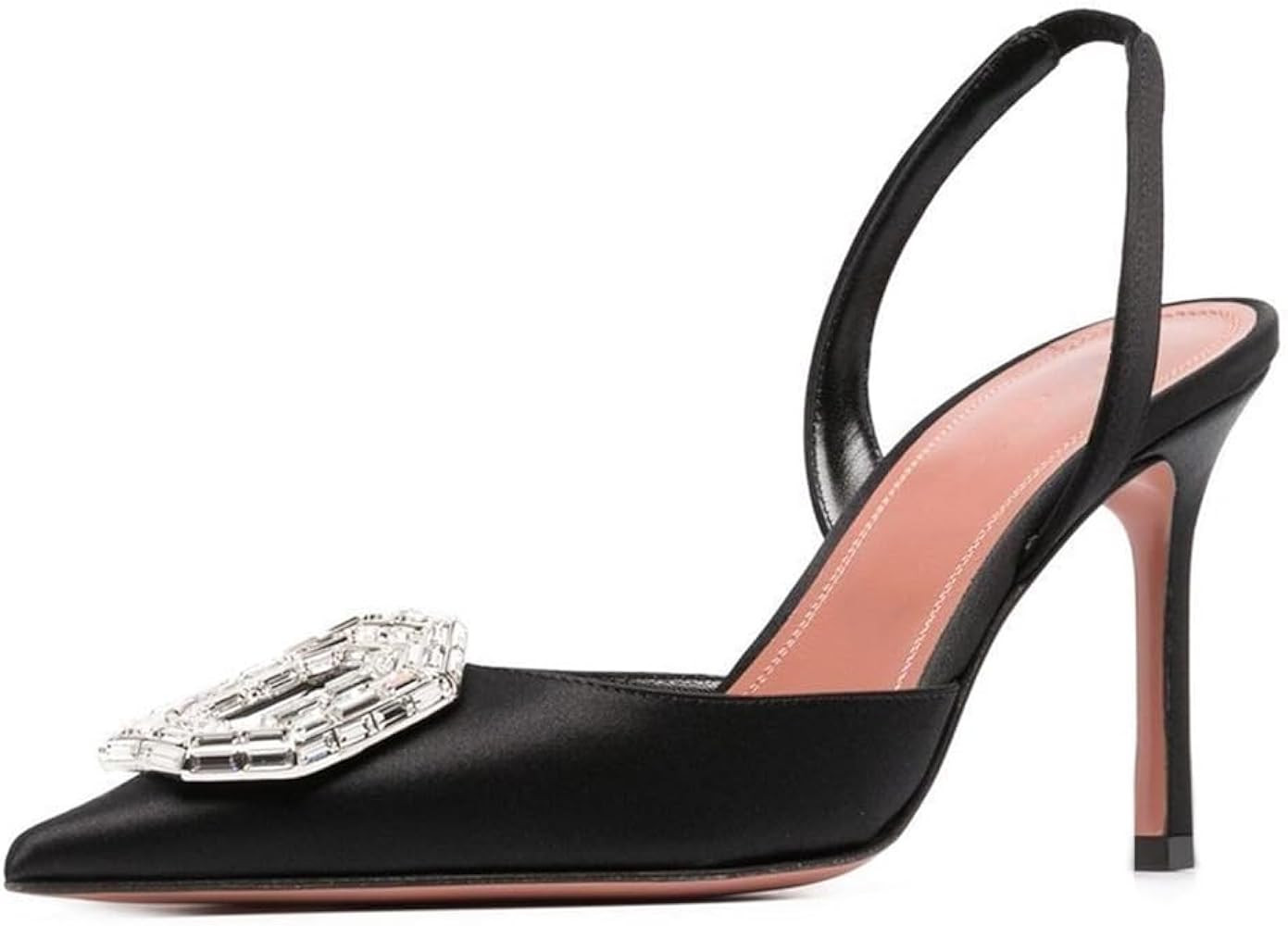 Mattiventon Women's Crystal Slingback Pumps Rhinestone Satin Stiletto Pointed Toe Heeled Sandals ... | Amazon (US)