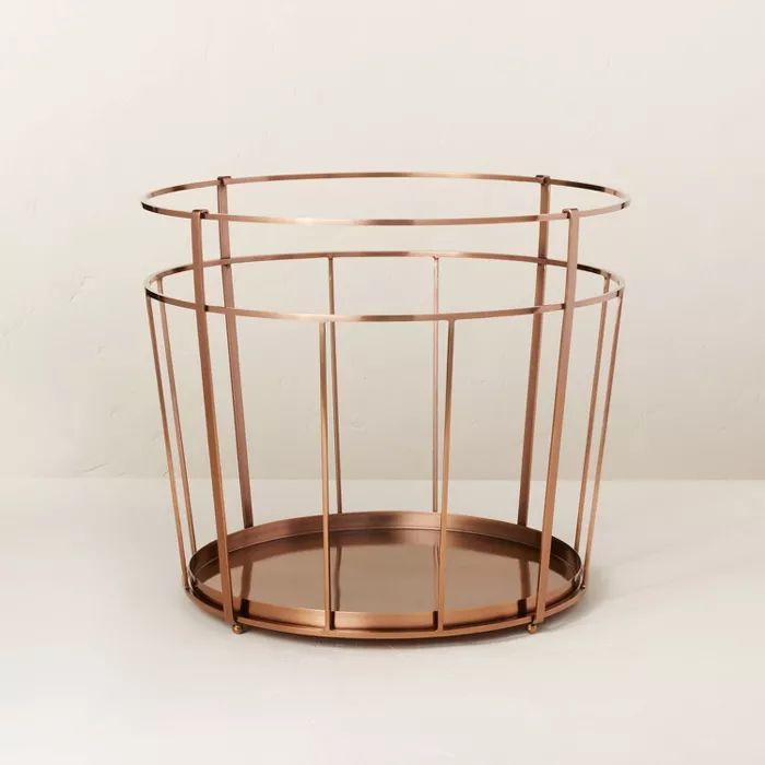 Copper Finish Metal Firewood Basket - Hearth &#38; Hand&#8482; with Magnolia | Target