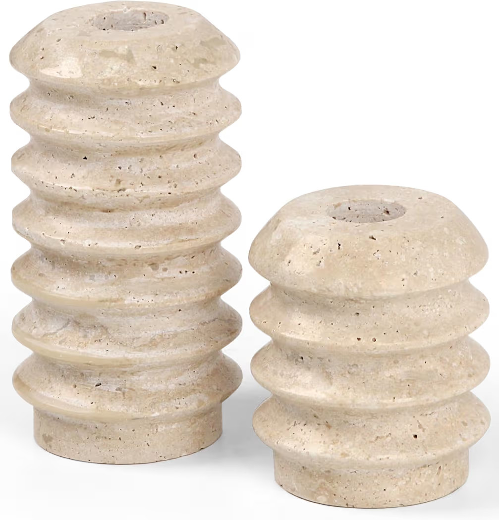Vixdonos Taper Candle Holder Set Natural Travertine Candlestick Holder Mantle Candle Stand with N... | Amazon (US)