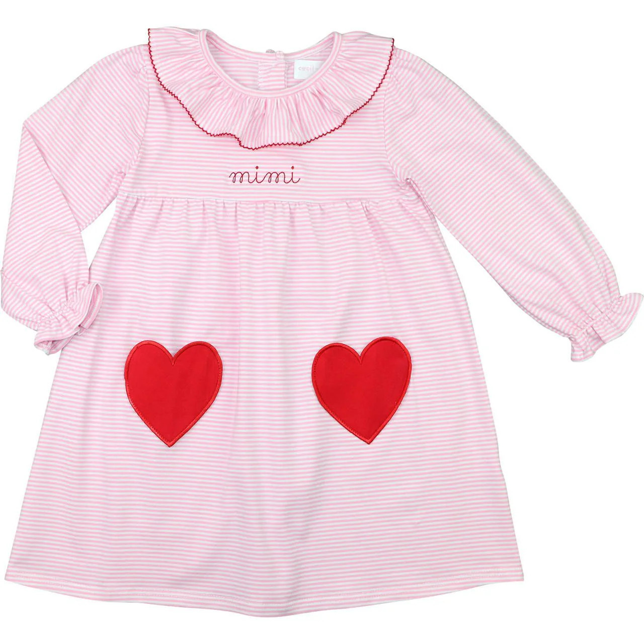 Pink Stripe Applique Heart Knit Dress | Cecil and Lou