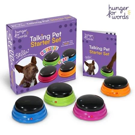 Hunger for Words Talking Pet Starter Set - 4 Recordable Buttons for Dog Communication Talking Dog Buttons | Walmart (US)