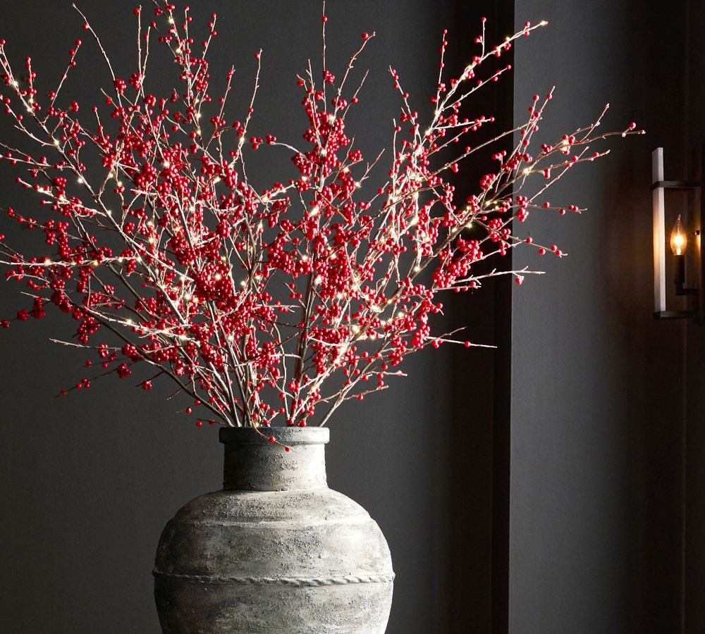 Pre-Lit Faux Red Berry Branch - 60" | Pottery Barn (US)