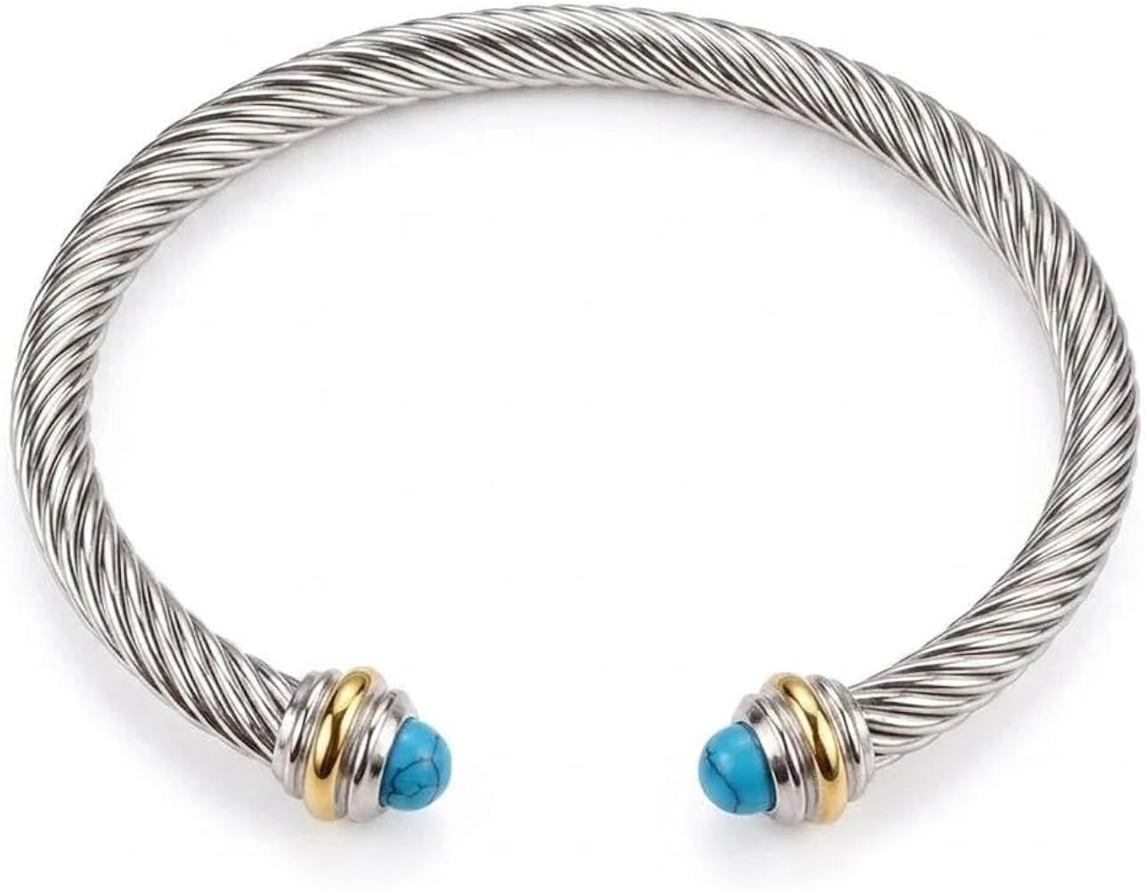Silver Cuff Bangle Bracelets for Men Women-Adjustable Open Twisted Cable Vintage Cuff Bangle Frie... | Amazon (US)