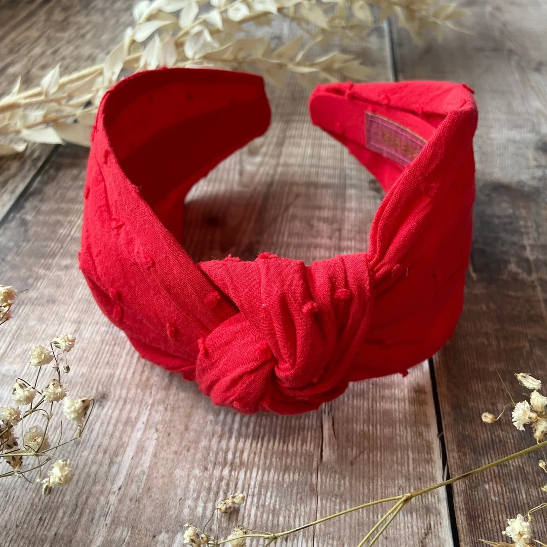 Womens Red Headband, Swiss Spot Cotton, Knotted Turban, Red Spot Headband, Valentine’s Day Gift... | Etsy (US)