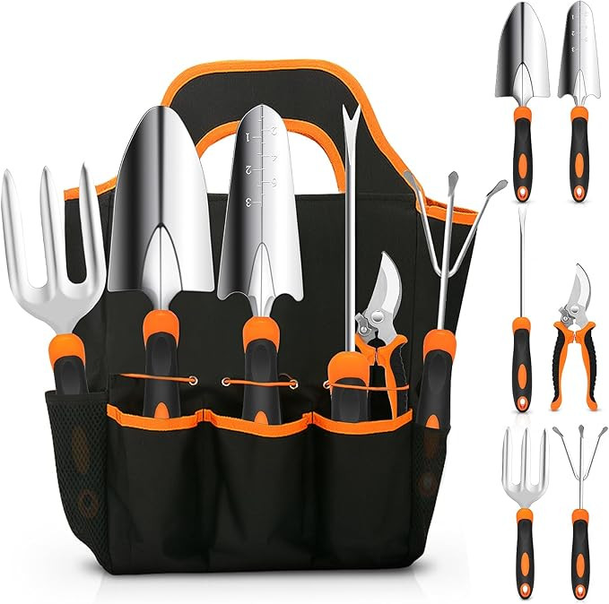 Gardening Tool Set, CHRYZTAL Stainless Steel Heavy Duty Gardening Tool Set, with Non-Slip Rubber ... | Amazon (US)