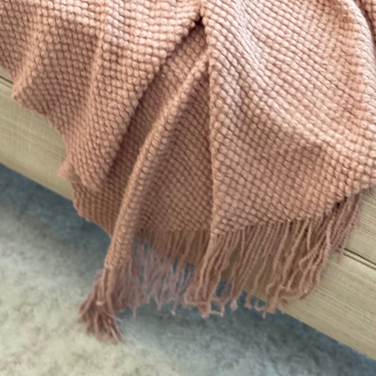 Pink/blush Throw Blanket With Fringes for Couch Cozy Throw | Etsy | Etsy (US)
