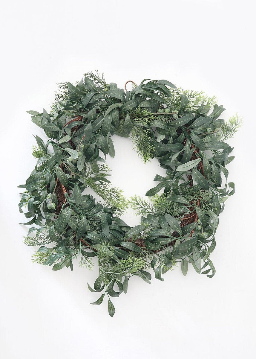 Artificial Olive Leaf and Berry Wreath - 22 | Afloral (US)