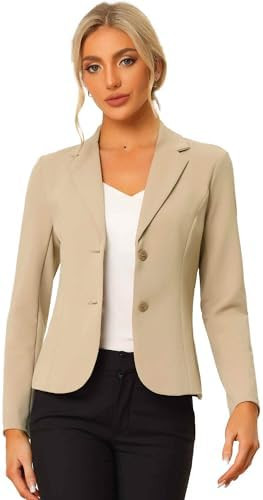 Allegra K Women's Work Office Blazer Stretch Lapel Collar Long Sleeve Jacket Suit Blazer | Amazon (US)