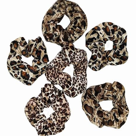 6 PCS scrunchies for hair cheetah print hair ties scrunchie animal print velvet leopard bow women... | Amazon (US)