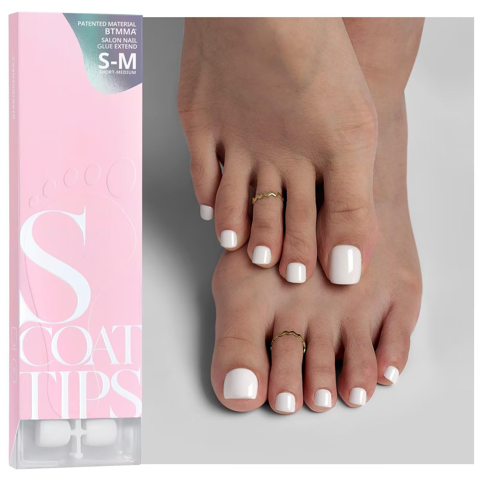 BTArtboxnails SCOATTIPS Short Toe Nail Tips - White Press On Toenails for Women, 160 Pcs 16 Sizes Soft Gel Toe Nail Press Ons, Soak Off Acrylic Fake Toe Nail Extensions (Include Nail Tips ONLY) | Amazon (US)