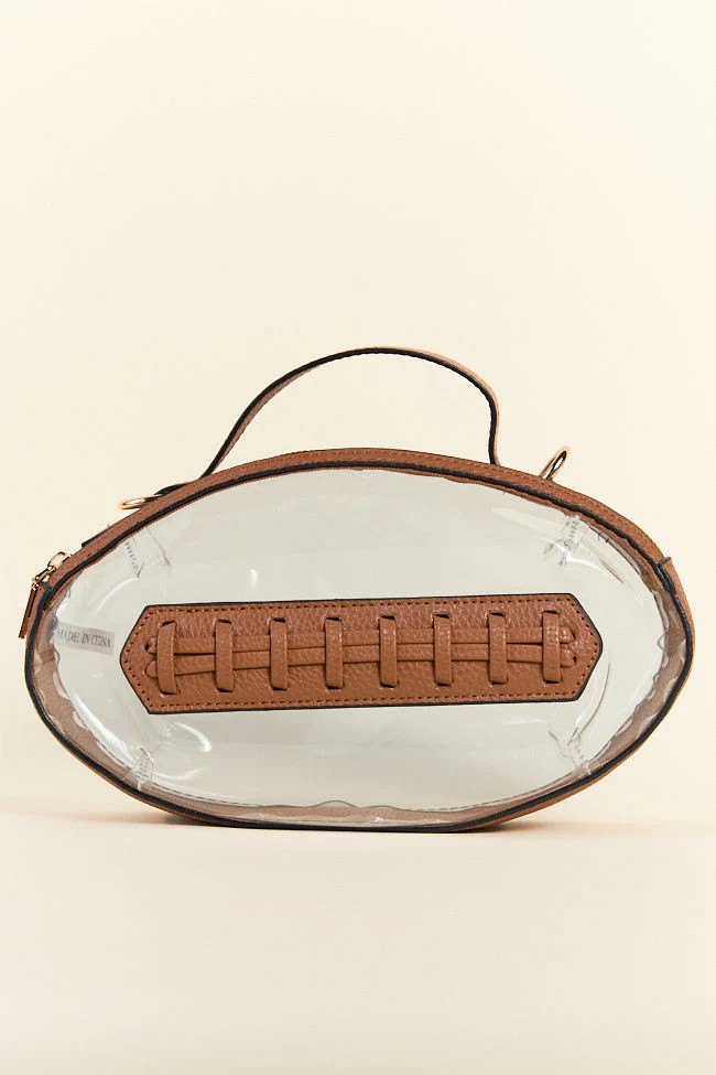 Kelce Brown Football Clear Bag | Pink Lily