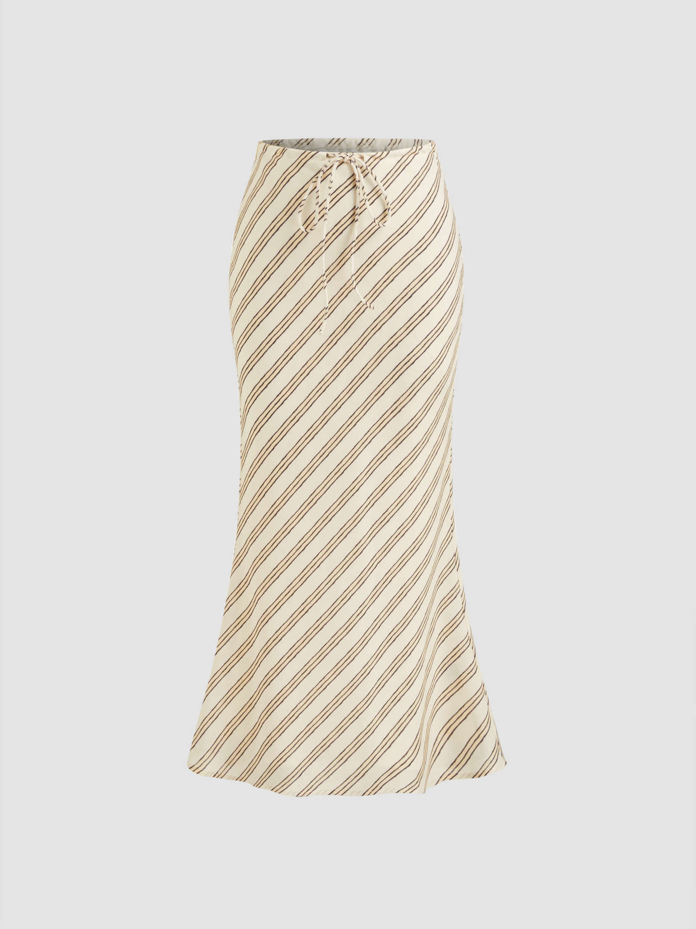 Jupe maxi sirène à rayures et cordon de serrage taille moyenne | Cider