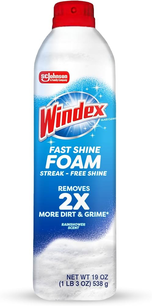 Windex Fast Shine Foam Glass Cleaner, No-Drip Aerosol Cleaning Spray, 19 oz. | Amazon (US)