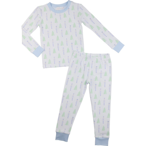 Green And Blue Nutcracker And Christmas Tree Knit Pajamas | Cecil and Lou