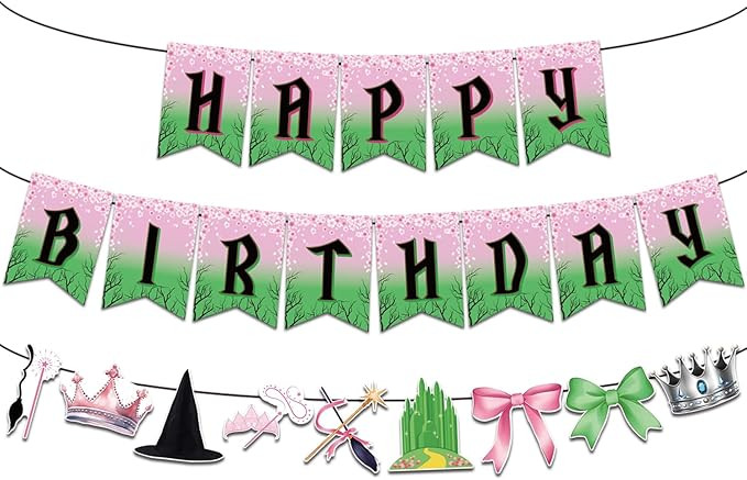 Witch Party Decorations Banner Pink and Green Happy Birthday Party Banner and Paper Cutouts Banne... | Amazon (US)
