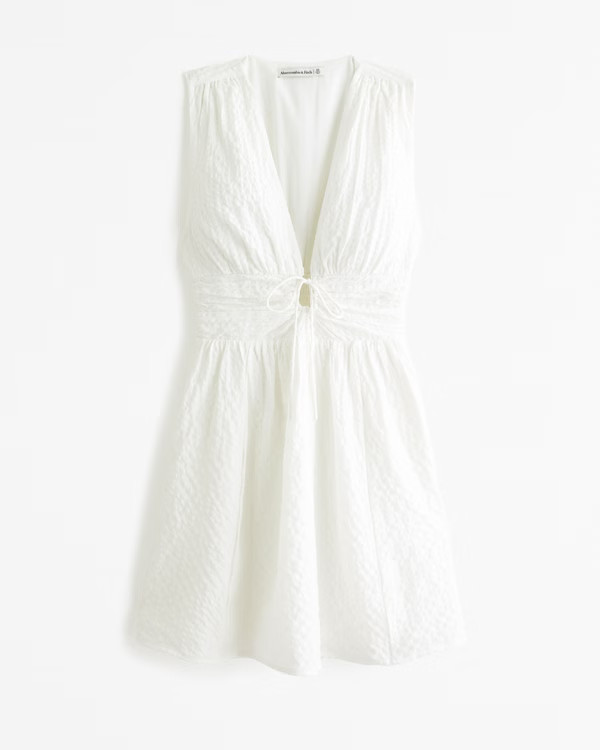 Women's Tie-Front Textured Mini Dress | Women's Dresses & Jumpsuits | Abercrombie.com | Abercrombie & Fitch (US)