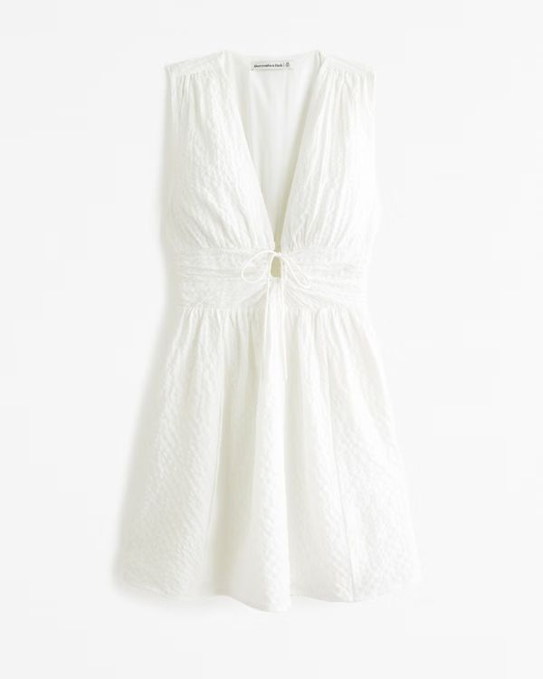 New!Online ExclusiveTie-Front Textured Mini Dress | Abercrombie & Fitch (US)