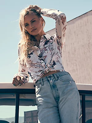 Women's Wrangler Long Live Cowboys Rodeo Shirt in Blue | Wrangler