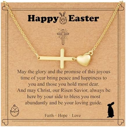 WEDDINEN Happy Easter Basket Stuffers for Teens Girls Kids,Cross Heart Necklace for Women Christi... | Amazon (US)