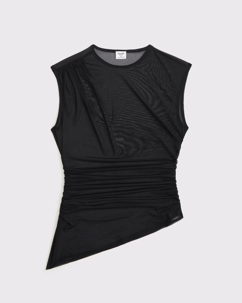 Abercrombie & Fitch Women's Draped Mesh Top in Black - Size M | Abercrombie & Fitch (US)