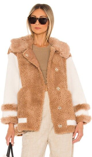 Ellie Teddy Jacket in Tan & Ivory | Revolve Clothing (Global)