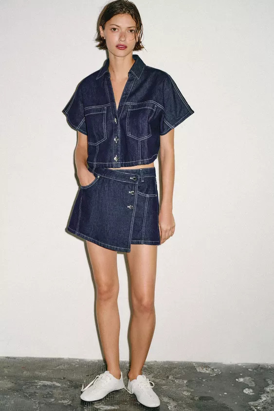 Z1975 CROPPED DENIM SHIRT | Zara US