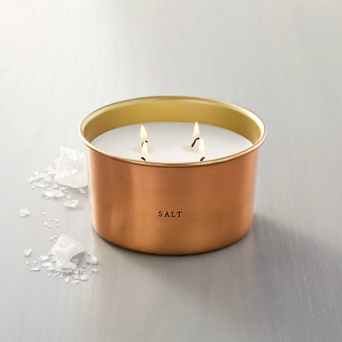 Lidded Metal Salt 4-Wick Jar Candle Brass Finish 20oz - Hearth & Hand™ with Magnolia | Target