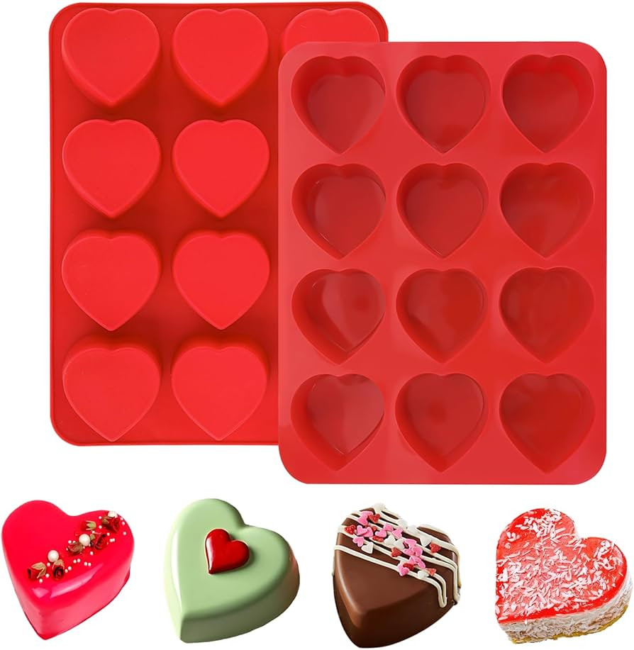 Morofme 2pcs Heart Molds Silicone Heart Shaped Chocolate Molds Hearts Candy Mold Hearts Muffin Pa... | Amazon (US)