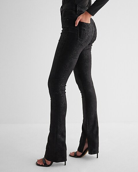 Mid Rise Black Coated Snakeskin Skyscraper Jeans | Express