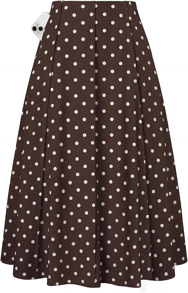 Kate Kasin Women's Midi A Line High Waisted Flowy Skirts with Pockets | Amazon (US)