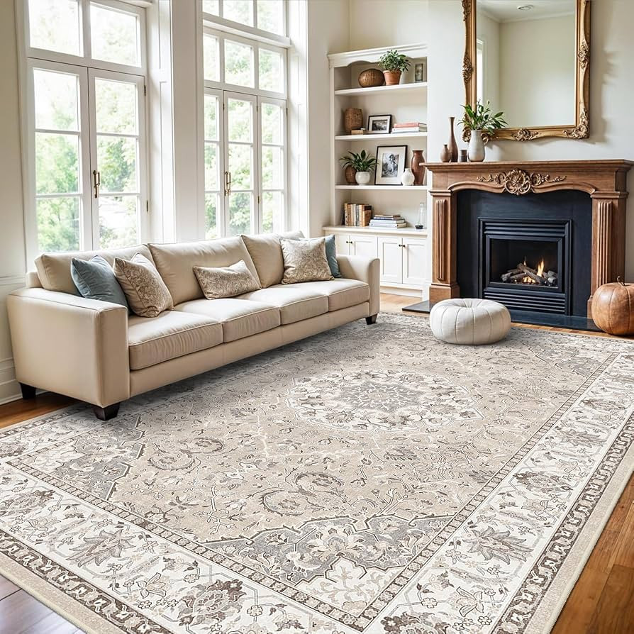 Washable Large 9x12 Area Rug - Living Room Oriental Non Slip Soft Rugs Indoor Low Pile Stain Resi... | Amazon (US)