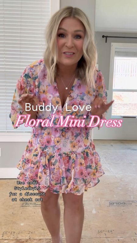 Loving this floral mini dress from Buddy love. Wearing a medium but I think a small would have been just fine. So I say stick with your true size. Wear this wine tasting, your next baby or bridal shower, a casual wedding. It’s spring and summer perfection. 

Use code STYLEDBY15 for a discount at checkout 

#LTKVideo #LTKstyletip #LTKwedding
