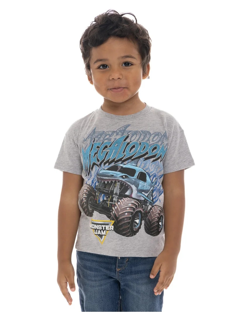 Monster Jam Boys Megalodon Short Sleeve Graphic Tee, Sizes 4-12 | Walmart (US)