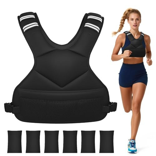 Ragebby Adjustable Weighted Vest for Women Men, 12-18lb Vest with 6 Ironsand Weights, Weight Vest with Reflective Strip for Running, Walking, Exercise, Strength Training | Amazon (US)