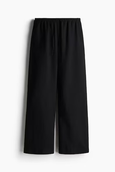 H & M - Straight linen-blend trousers - Black | H&M (US + CA)