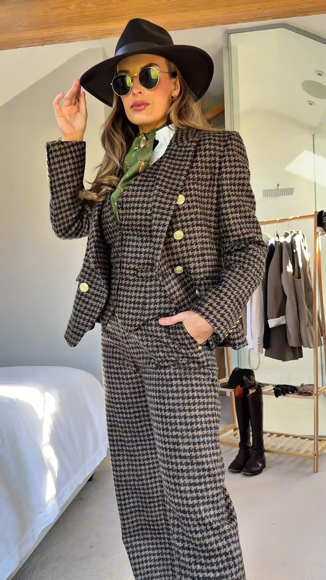 CHELTENHAM FESTIVAL 🐎 3 piece heritage houndstooth wool suit 🤎 Premium race day styling 🖤 #cheltenham #racesfashion 

#LTKspringtrends #LTKluxury #LTKstyletip