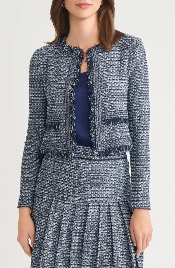 x Lani Lynn Fringe Trim Tweed Jacket | Nordstrom