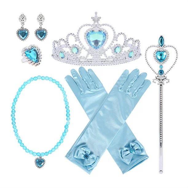 6 Pieces Set Girls Child Kids Princess Queen Wand & Tiara Crown Dressing Up Princess Belle Elsa G... | Walmart (US)