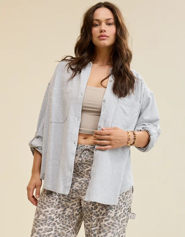Aerie Roll With It Lightweight Fleece Shirt | Aerie