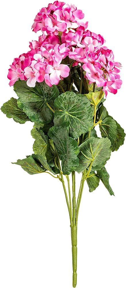 Vickerman Everyday Artificial Pink Geranium Bush 19.5" Long - Premium Faux Floral Decor for Weddi... | Amazon (US)